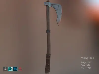 Viking Axe Low-poly 3D model 42