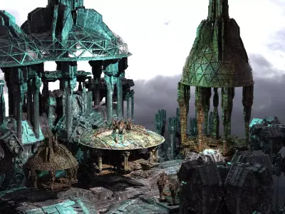 Occult Elven Sci fi Towers Kit bash 3D model
