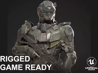 SciFi Soldier Character Low-poly 3D model