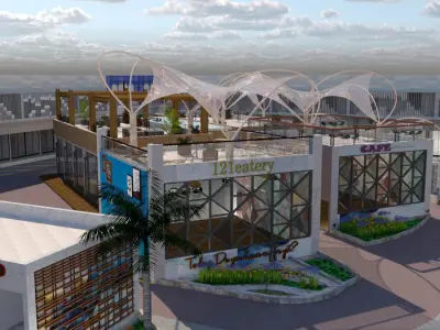 Commercial Open Plaza and Retail Park A28 DWG SketchUp 3D model