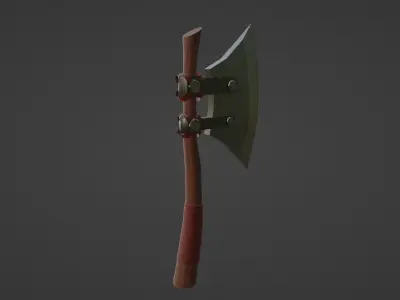 WOOD AND LEATHER AX Low-poly 3D model