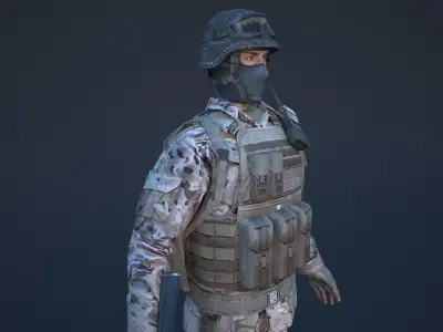 Soldier in camouflage Low-poly 3D model