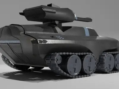 Futuristic Modern Sci fi War Tank Black Free low-poly 3D model