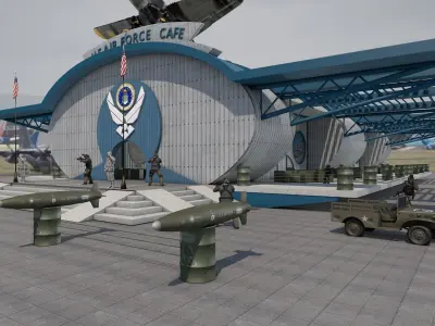 military  Air Force  hangar cafe museum  3D model