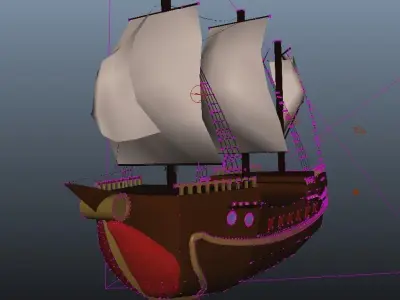 Basic Pirate Ship Low-poly 3D model