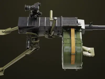 Grenade Machine Guns 06 All PBR Unity UE Textures Included Low-poly 3D model