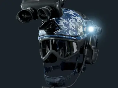 Military Helmet Navy Camo Game Ready Low-poly 3D model