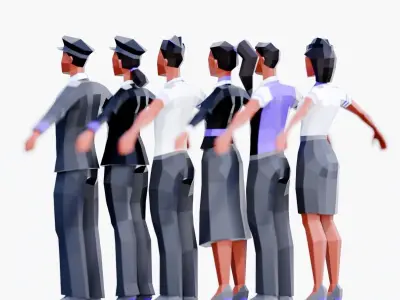 Low Poly Airline Crew Pack Low-poly 3D model