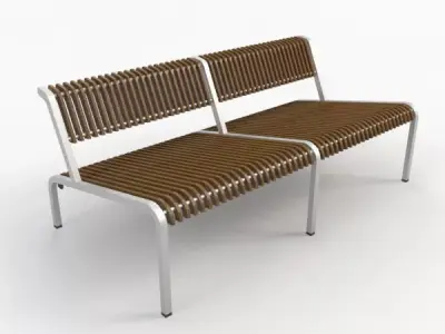 Chair-17 wooden bench with metal legs Free 3D model