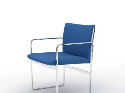 Royal Blue Cushion With Chrome Frame Office Chair 3D model