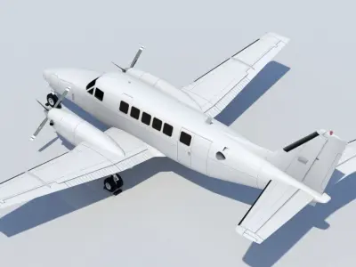 Beechcraft Low Poly Model 99 Static Model Blank Conmuter  Low-poly 3D model