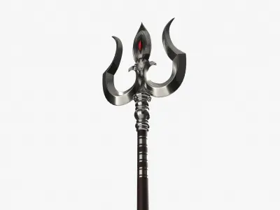Trishul in silver Low-poly 3D model