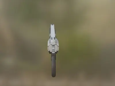 Cyber revolver  Low-poly 3D model