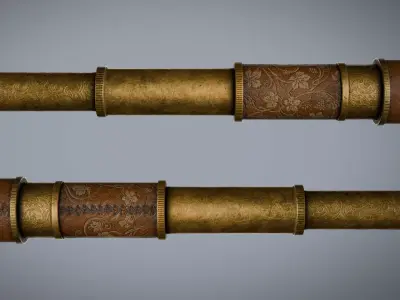 Game Ready Vintage Explorer Antique Spyglass -  Low-poly 3D model