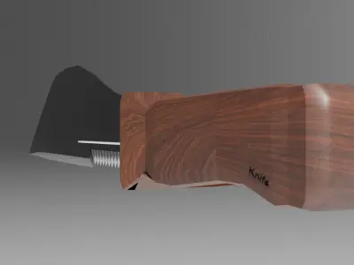 Knife with wooden handle 3D model