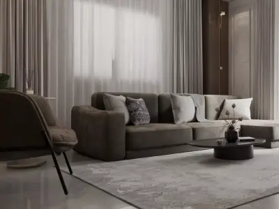 Curtain 3D Model Modern Fabric Drapes for Interior Design Free low-poly 3D model