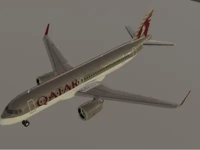 Qatar airways a320neo 3d model Low-poly 3D model