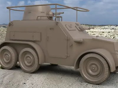 OA vz 30 Armoured Car German Clay Mental Ray 3D model