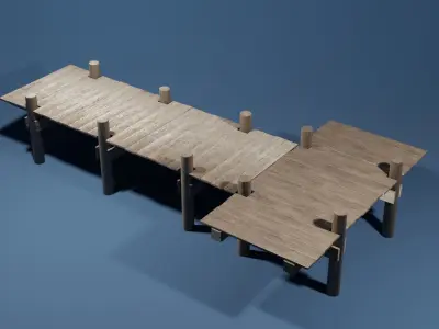 T shaped dock Low-poly 3D model