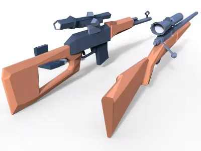 Dragunov Sniper Rifle Low Poly Free low-poly 3D model