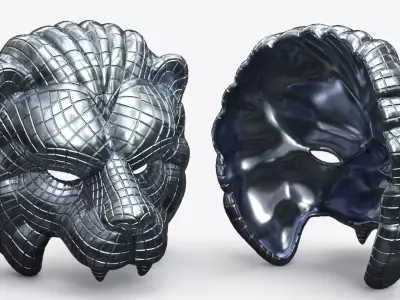 Ornamental Lion Mask Silver 3D model