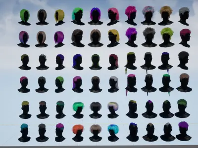 Pack real time hairstyles part 2 Low-poly 3D model