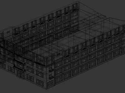 Industrial Building with Large Windows 3D model