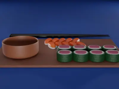 Cartoon sushi set 3D model 3D model