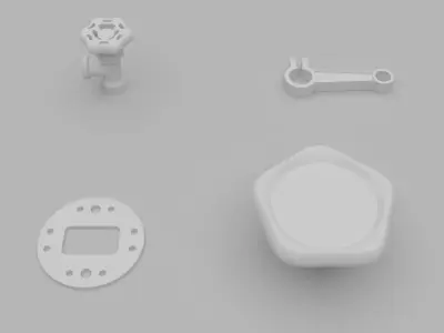 Hard Surface Kitbash free sample Free low-poly 3D model