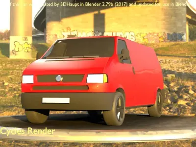 City Car 29 Commercial Transporter Type-C Red Low-poly 3D model