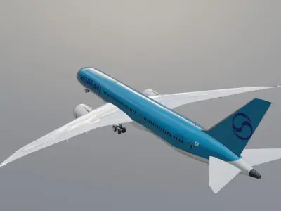 Korean air Boeing 787-9 dreamliner new livery  Low-poly 3D model
