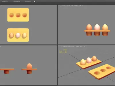 Cartoon  eggs in the egg tray Low-poly 3D model