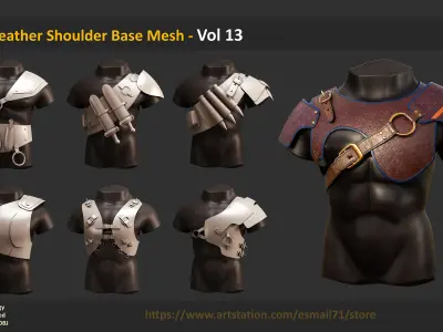 152 Leather Armor Base Mesh - Bundle Low-poly 3D model
