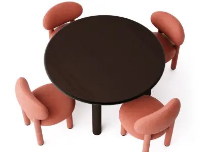 Noom Paul Dining Table and Flock Chair CS1 Set Free 3D model