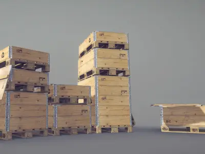 Cargo Wood Pallets Collars Cover EUR EPAL vr-1 Low-poly 3D model