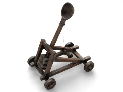Medieval Wooden Catapult 3D model