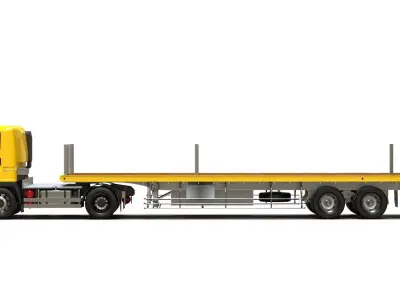 Generic Flatbed Semi-Trailer Truck 12M 3D model