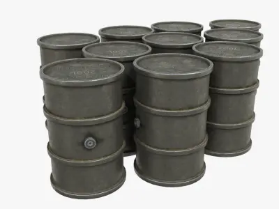 Oil Drums WW2 Low-poly 3D model