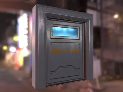 Sci Fi Door Low-poly 3D model 5