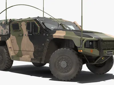 Hawkei PMV 4x4 High Mobility Protected Vehicle Rigged 3D Model