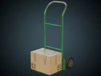 Hand Truck And Boxes 5B Low-poly 3D model