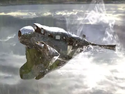 Airplane 3D model crash wrecked bent 3D 3D model