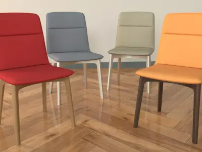 Armchair 3D Model four different colored chairs Free low-poly 3D model