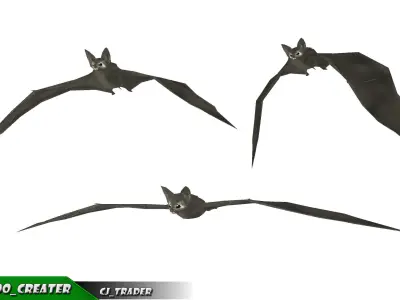 Low-poly Bat Rigged Animated Low-poly 3D model