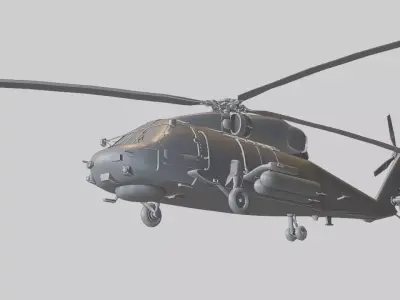 Black Hawk Military Helicopter Low-poly 3D model