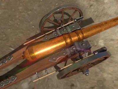 Cannon flying in air Free low-poly 3D model