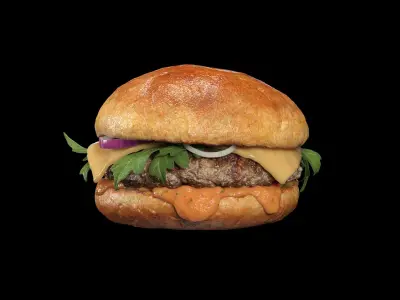 Burger with arugula 3D model