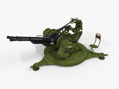 Artillery Machine Gun Low-poly 3D model