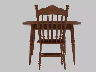 1980 Vintage Dining Room Table and Chair Set 3D model