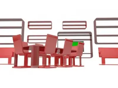 Minimal Design Furniture Set and Led TV Free 3D model